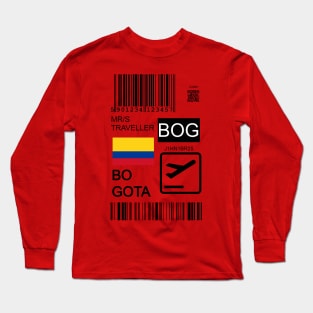 Bogota Colombia travel ticket Long Sleeve T-Shirt